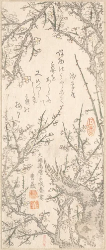 Plum Tree in Blossom by Kitao Shigemasa (北尾重政), print, 1813