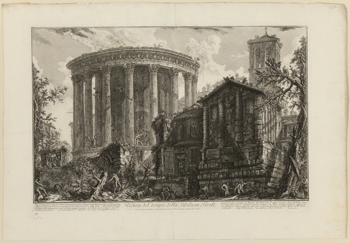 View of the Temple of the Sibyl at Tivoli, from Views of Rome by Giovanni Battista Piranesi, print, 1761