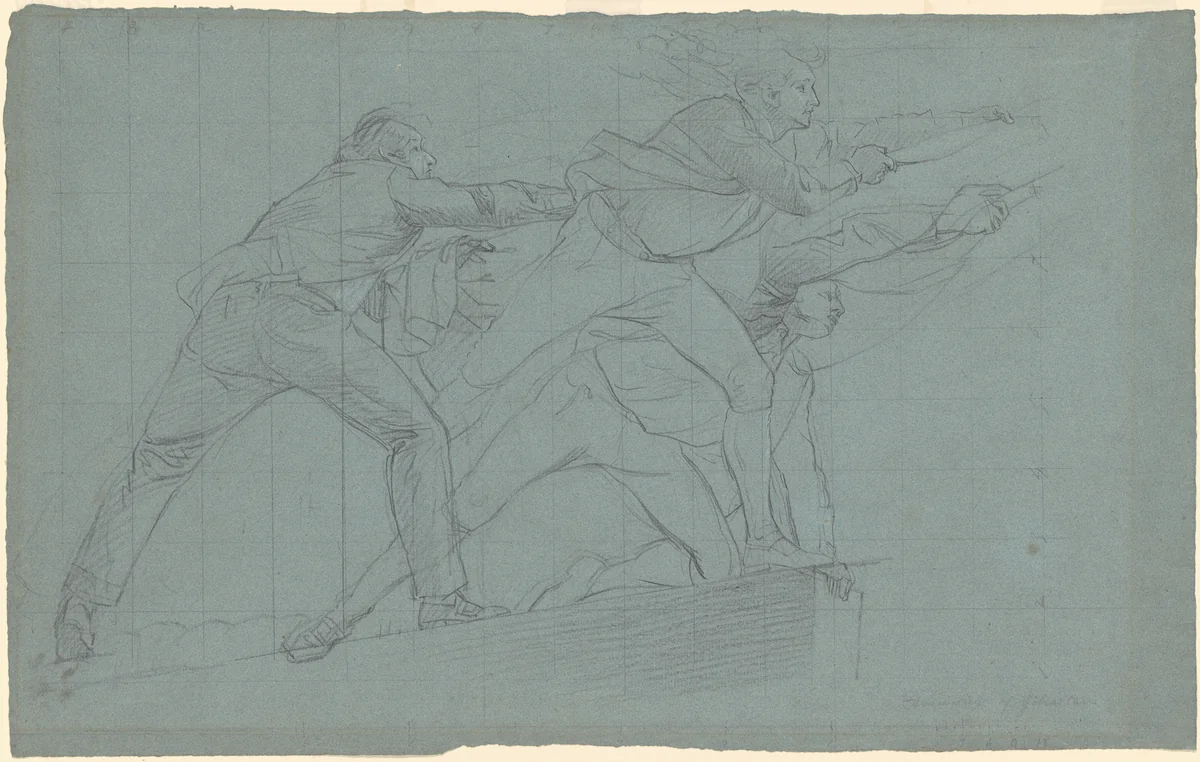 Study for "The Defeat of the Floating Batteries at Gibraltar" by John Singleton Copley, drawing, 1783-1786