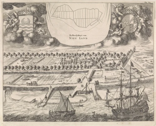 Gezicht op de heerlijkheid Nieuwland by Jan Luyken, print, 1696