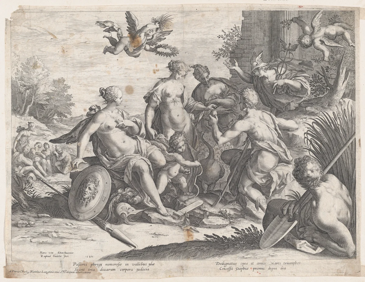The Judgement of Paris by Raphael Sadeler I, print, 1589