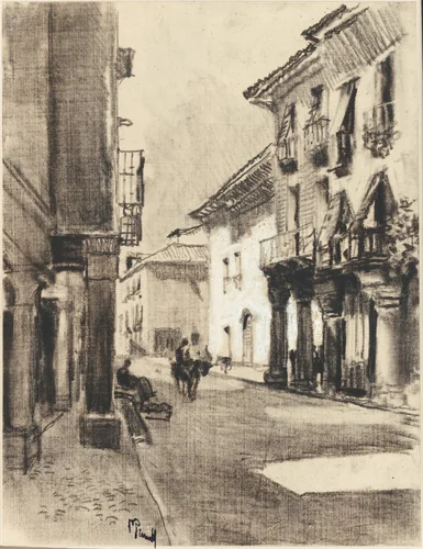 Calle Mayor Alcalá by Joseph Pennell, drawing, 1898-1908