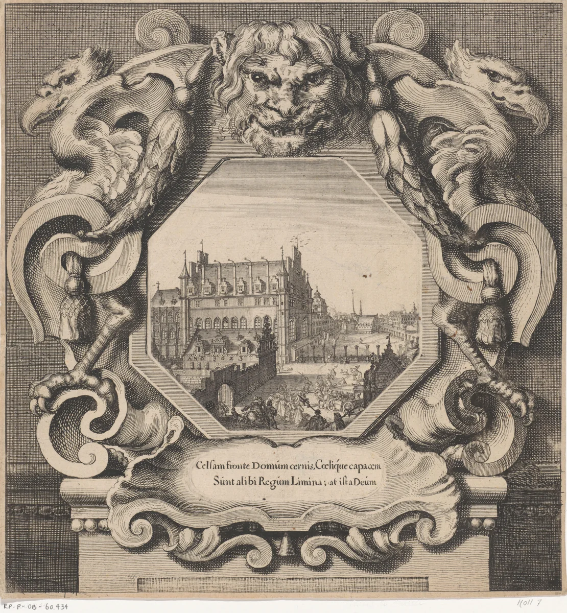 Gezicht op het Paleis op de Koudenberg te Brussel by Abraham Dircksz. Santvoort, print, 1640