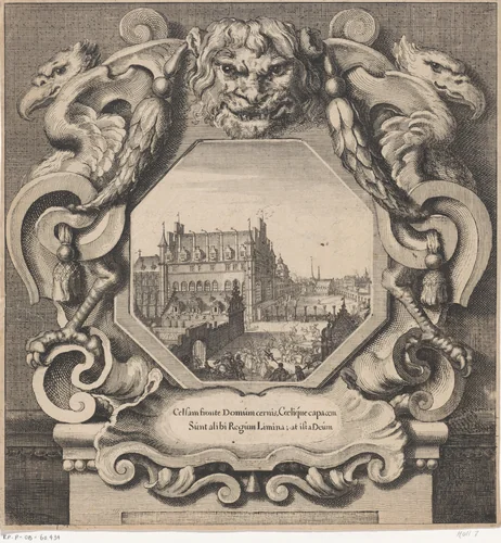 Gezicht op het Paleis op de Koudenberg te Brussel by Abraham Dircksz. Santvoort, print, 1640