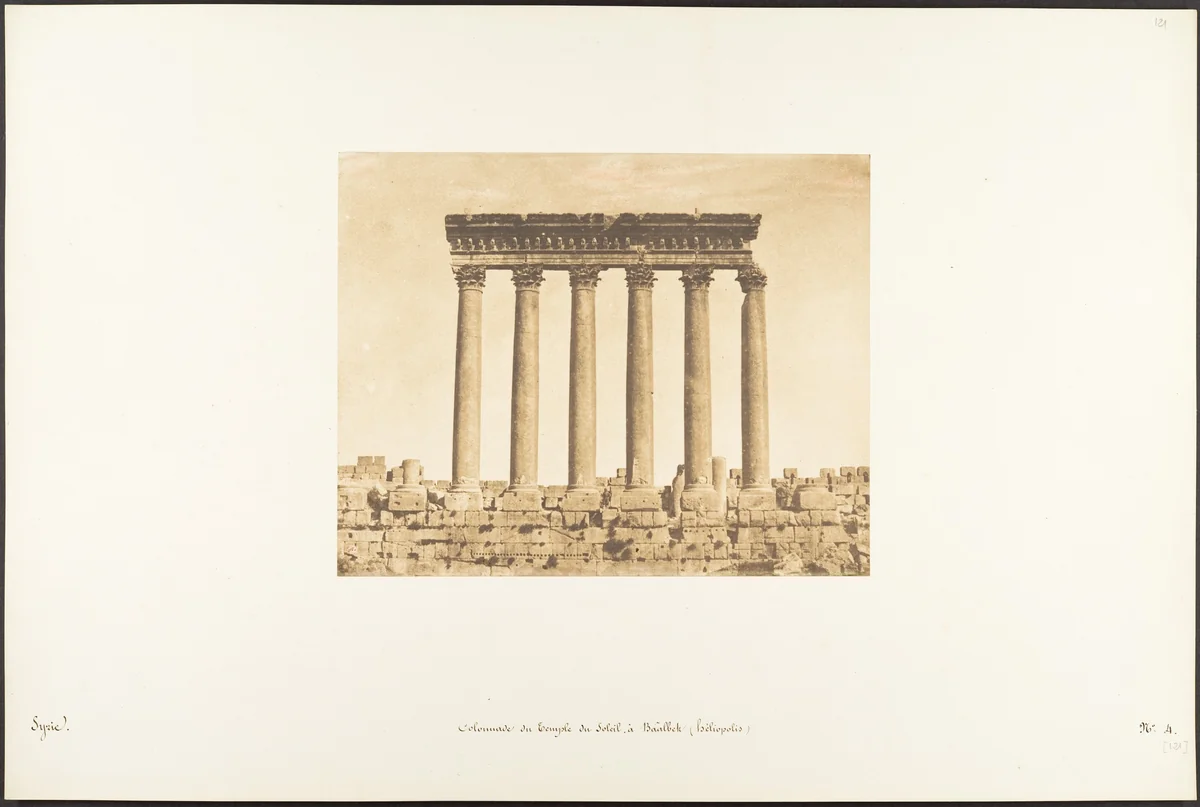 Colonnade du Temple du Soleil, à Baâlbek (Héliopolis) by Maxime Du Camp, photograph, 1850