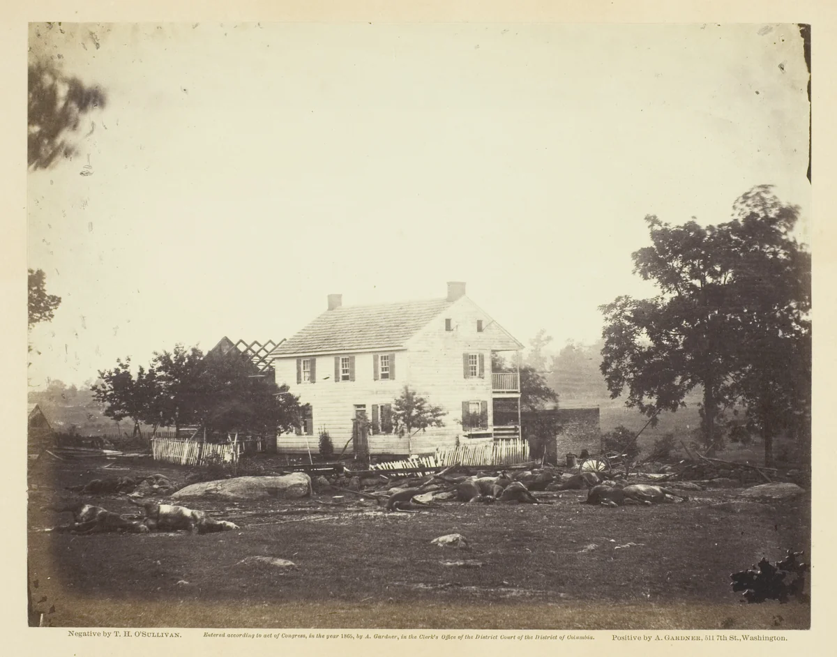 Trossell's House, Battle-Field of Gettysburg by Timothy O'Sullivan, photograph, 1863