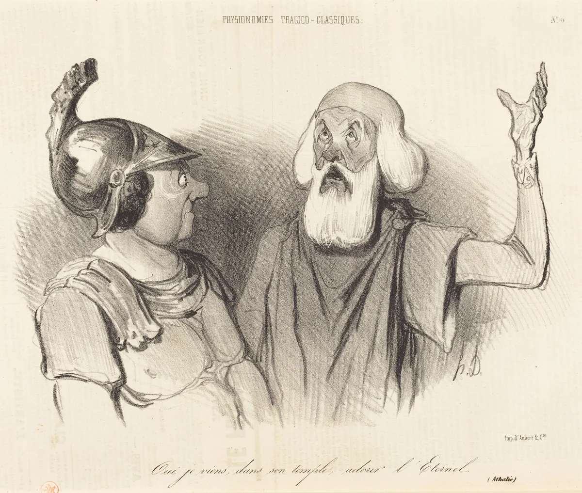 Oui je viens, dans son temple... by Honoré Daumier, print, 1841