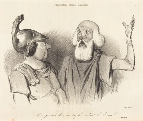 Oui je viens, dans son temple... by Honoré Daumier, print, 1841