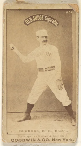 Burdock, 2nd Base, Boston, from the Old Judge series (N172) for Old Judge Cigarettes by Goodwin & Company, photograph, 1887