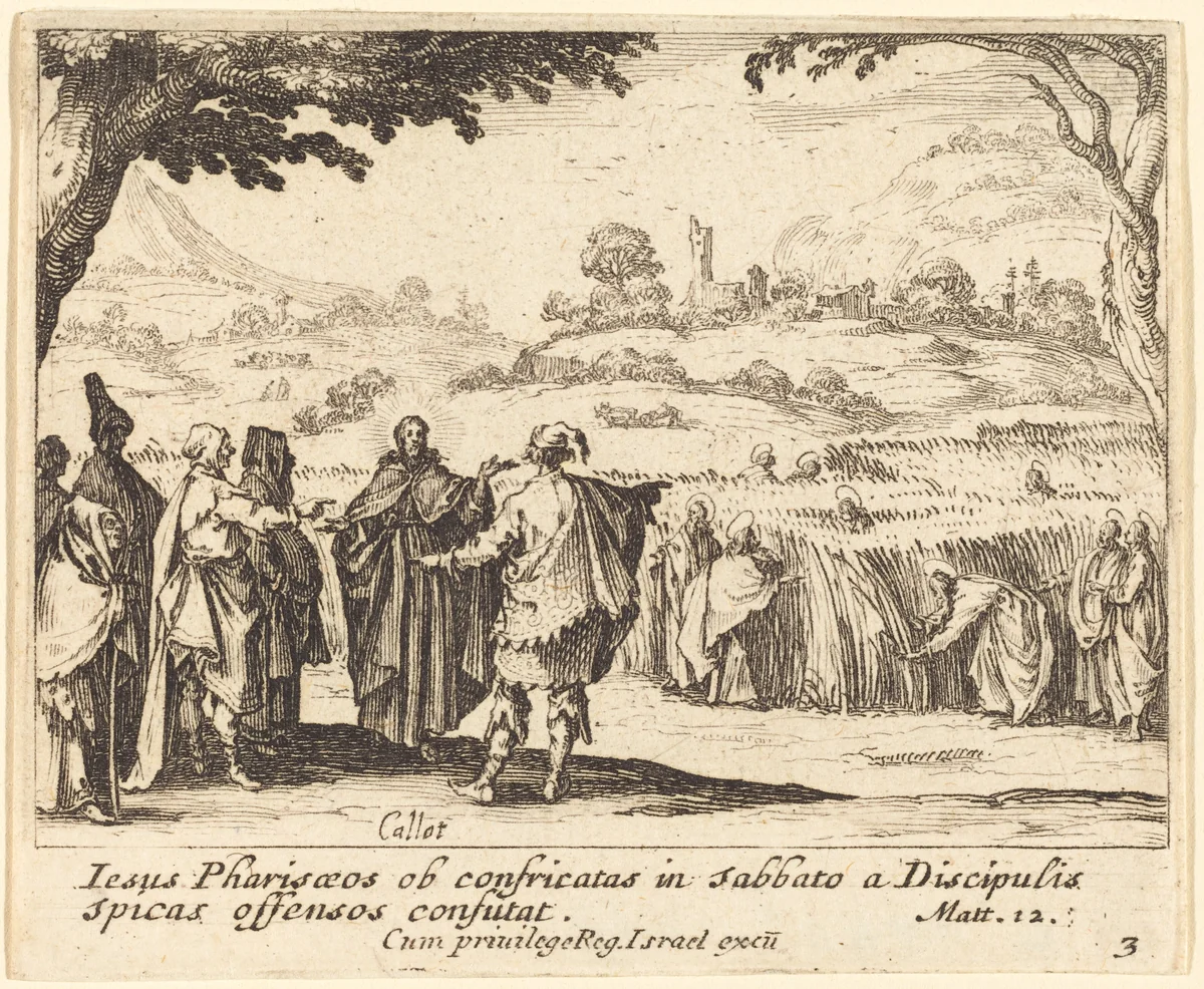Jesus with the Pharisees by Jacques Callot, print, 1635