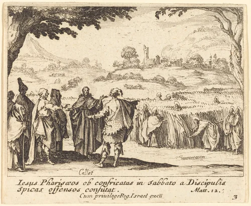 Jesus with the Pharisees by Jacques Callot, print, 1635