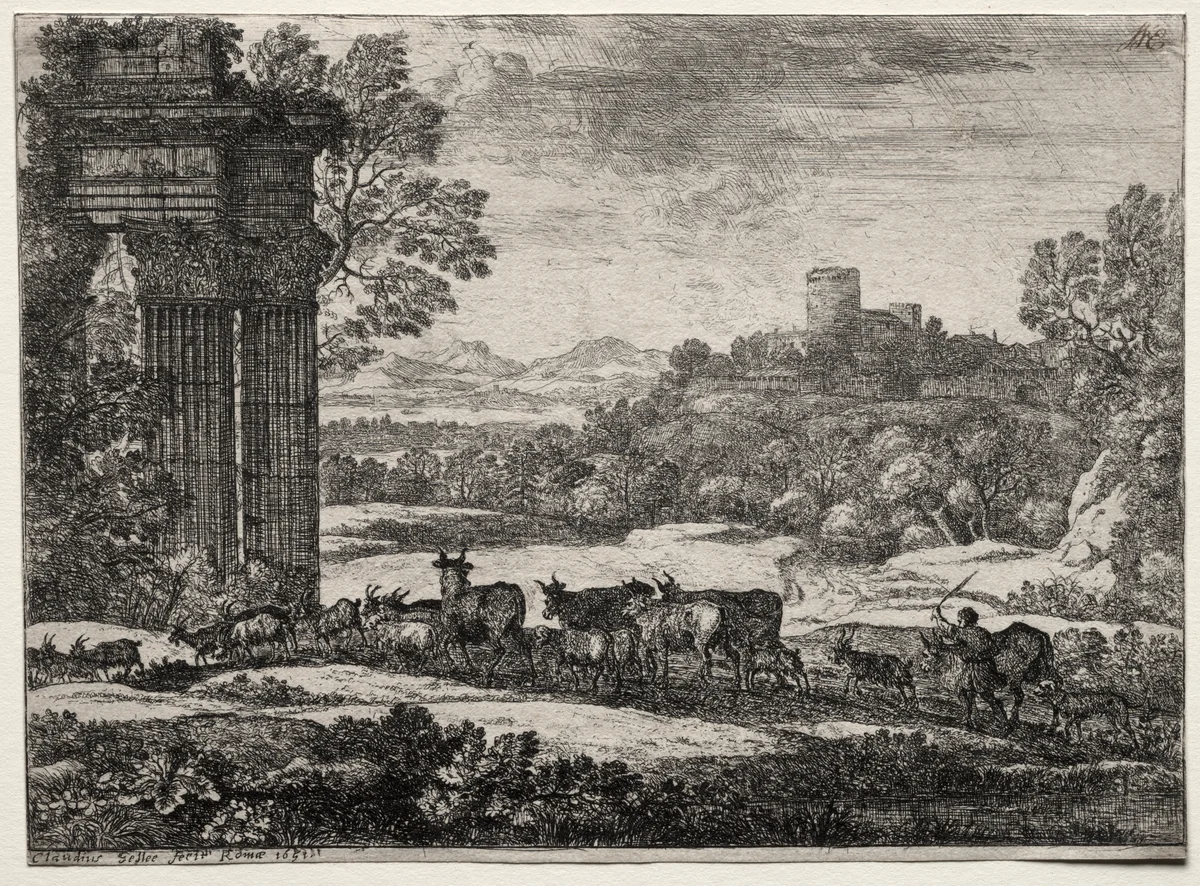 The Herd Returning in Stormy Weather by Claude Lorrain, print, 1651