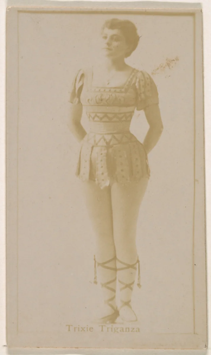 Trixie Triganza, from the Actresses series (N245) issued by Kinney Brothers to promote Sweet Caporal Cigarettes by Kinney Brothers Tobacco Company, photograph, 1890
