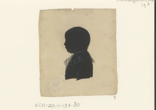 Silhouetportret van een onbekende jongen met kraag by anonymous, drawing, 1775-1849