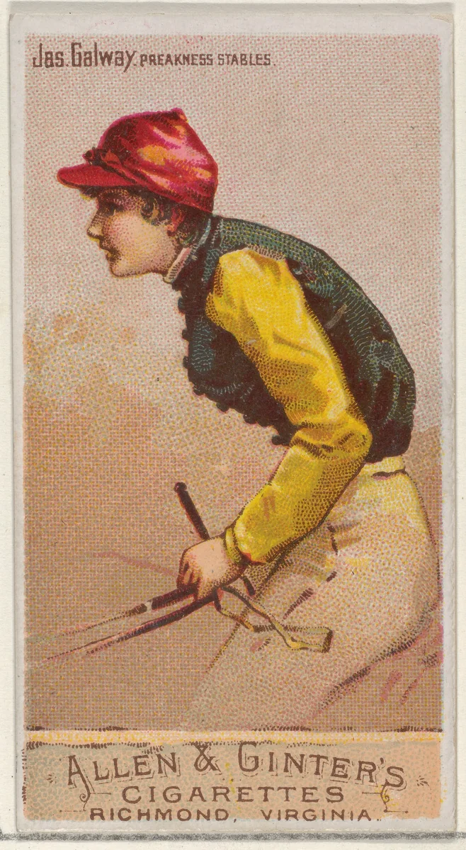 James Galway, Preakness Stables, from the Racing Colors of the World series (N22a) for Allen & Ginter Cigarettes by Allen & Ginter, print, 1888
