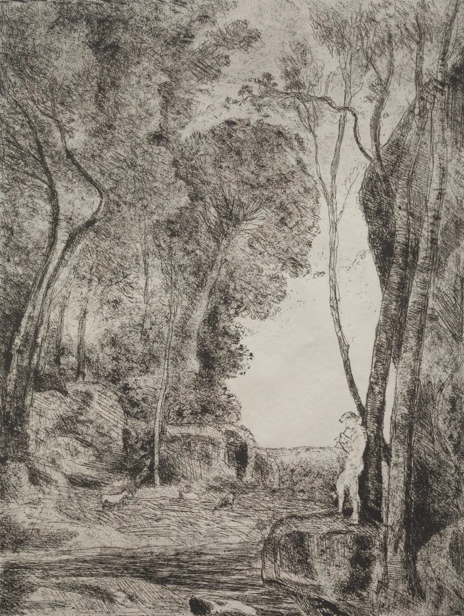 The Little Shepherd by Jean-Baptiste-Camille Corot, print, 1921