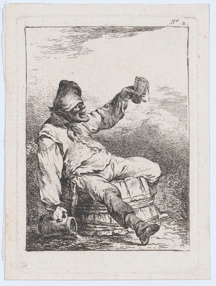 Drunkard Lifting a Beer by Philippe-Jacques de Loutherbourg, print, 1755-1771