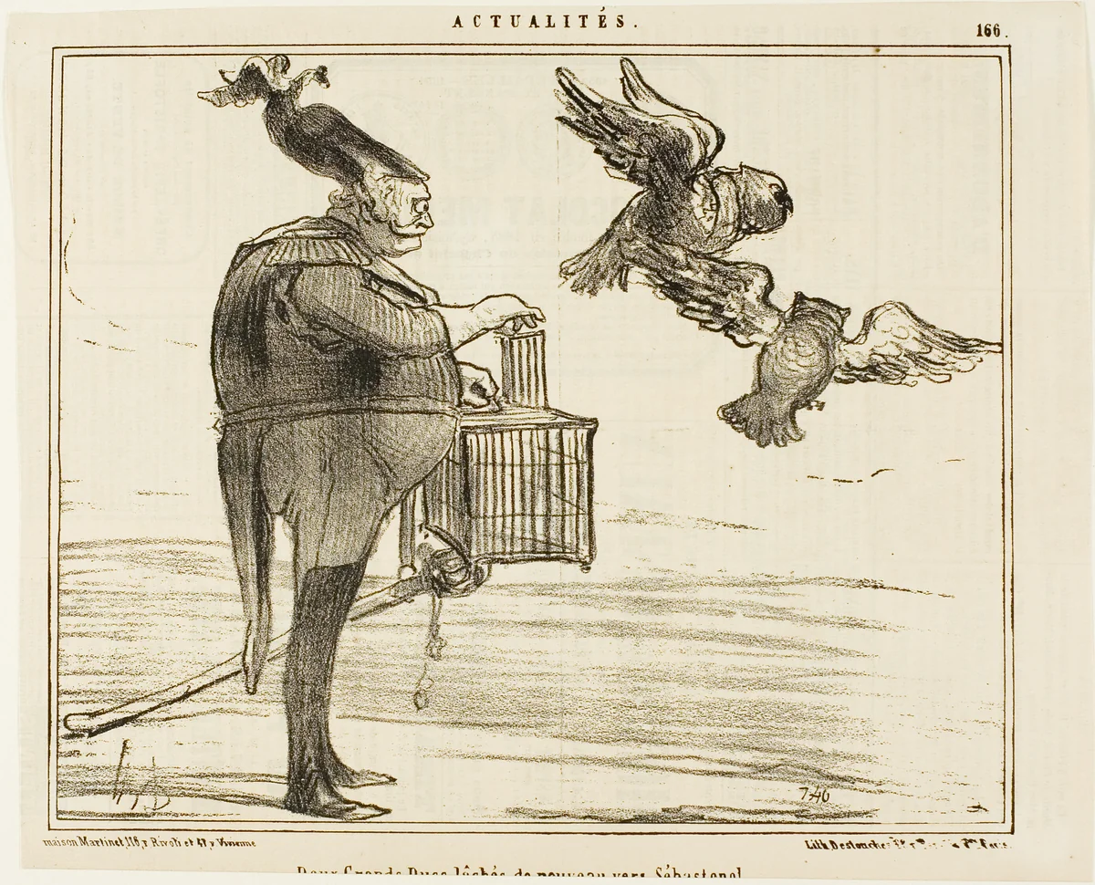 Two Grand Dukes Leaving for Sebastopol, plate 166 from Actualités by Honoré-Victorin Daumier, print, 1855