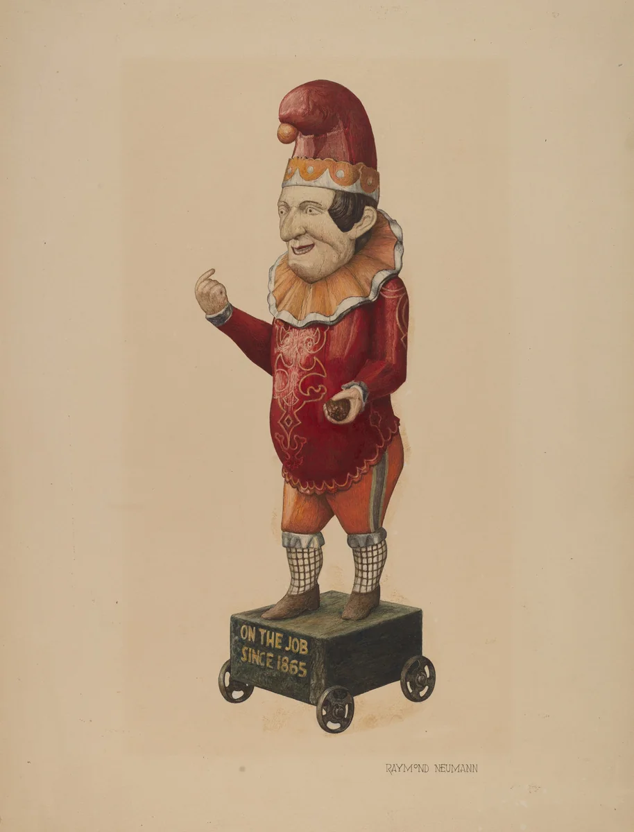 Cigar Store Figure: "Punch" by Raymond Neumann, index of american design, 1935-1942