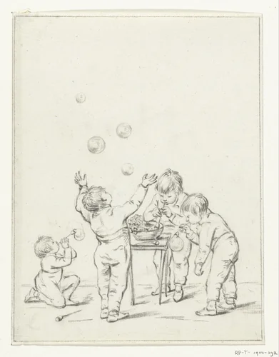 Bellenblazende kinderen by Jean Bernard, drawing, 1775-1833
