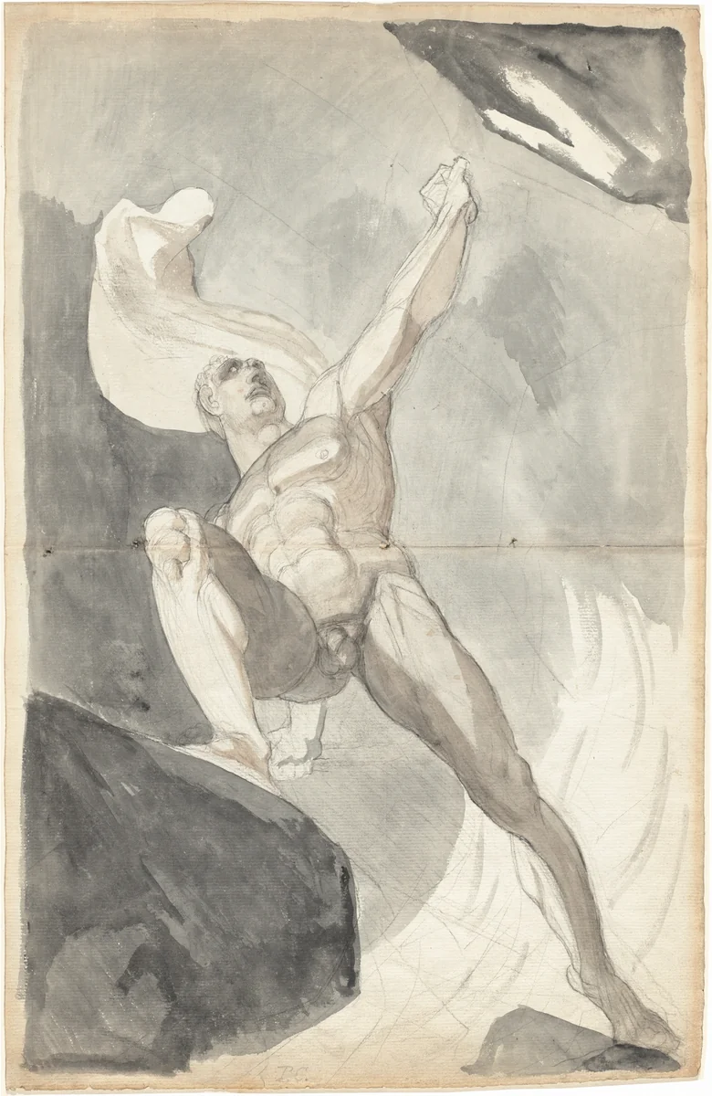 Satan Defying the Powers of Heaven by Henry Fuseli, drawing, 1790