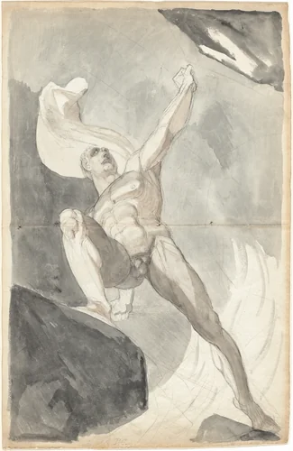 Satan Defying the Powers of Heaven by Henry Fuseli, drawing, 1790