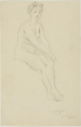 Seated Female Nude by Anders Zorn, drawing, 1904