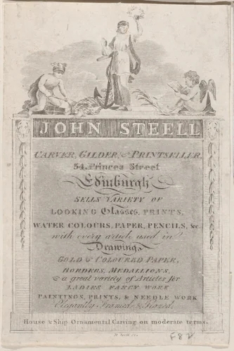 Trade Card for John Steell, Carver, Gilder, and Printseller by anonymous, print, 1800-1900