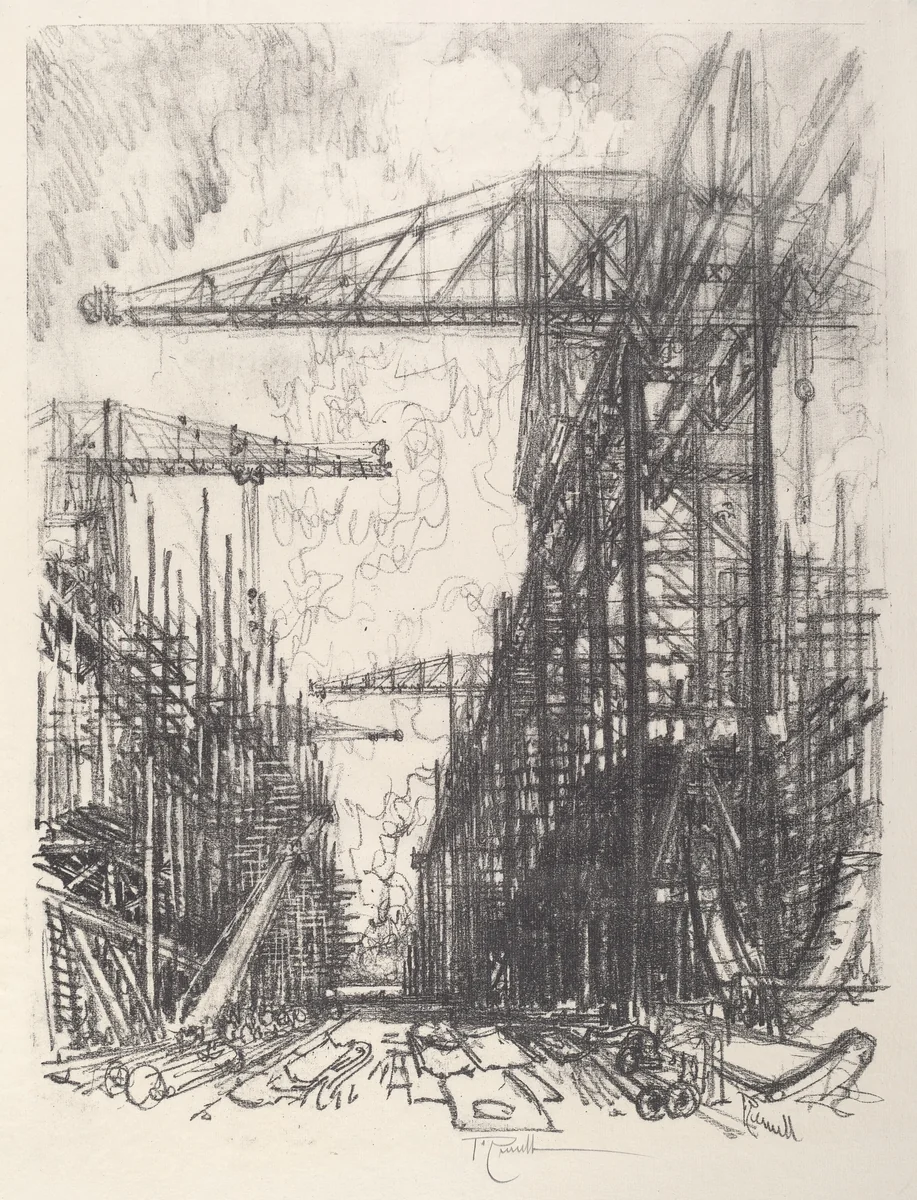 Building Destroyers, No.I by Joseph Pennell, print, 1917