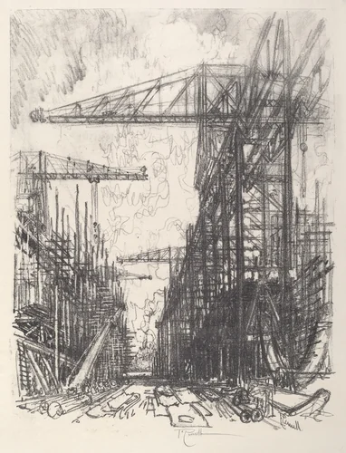 Building Destroyers, No.I by Joseph Pennell, print, 1917