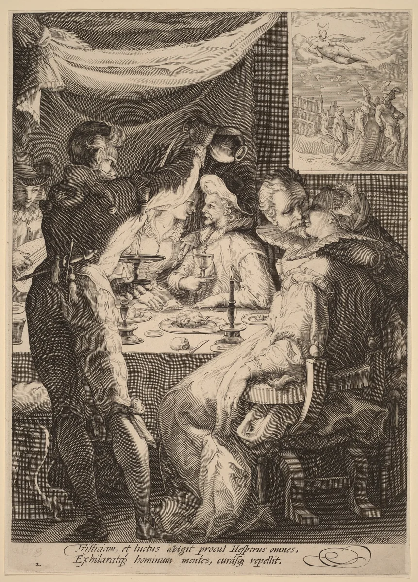 Evening by Jan Pietersz Saenredam; Hendrick Goltzius, print, 1590-1600
