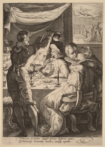 Evening by Jan Pietersz Saenredam; Hendrick Goltzius, print, 1590-1600
