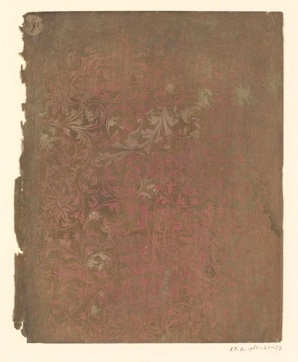 Blad met bloemen en jachttaferelen by Johann Michael Munck, other, 1730-1760