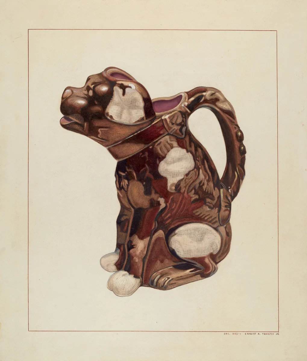 Dog Pitcher by Ernest A. Towers, Jr., index of american design, 1938