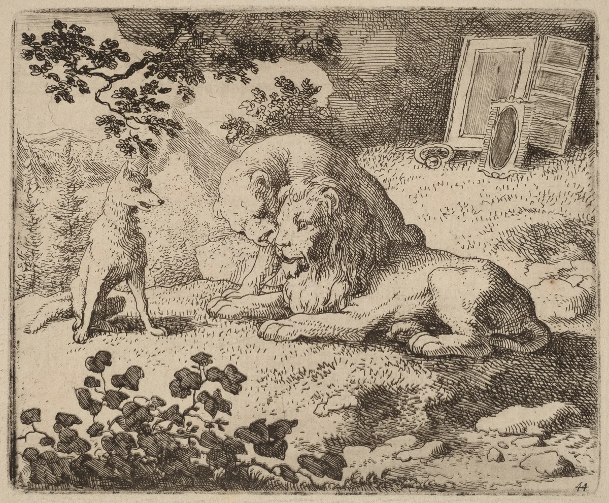 Reynard Describes the Missing Treasures by Allart van Everdingen, print, 1645-1656