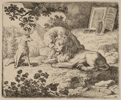 Reynard Describes the Missing Treasures by Allart van Everdingen, print, 1645-1656