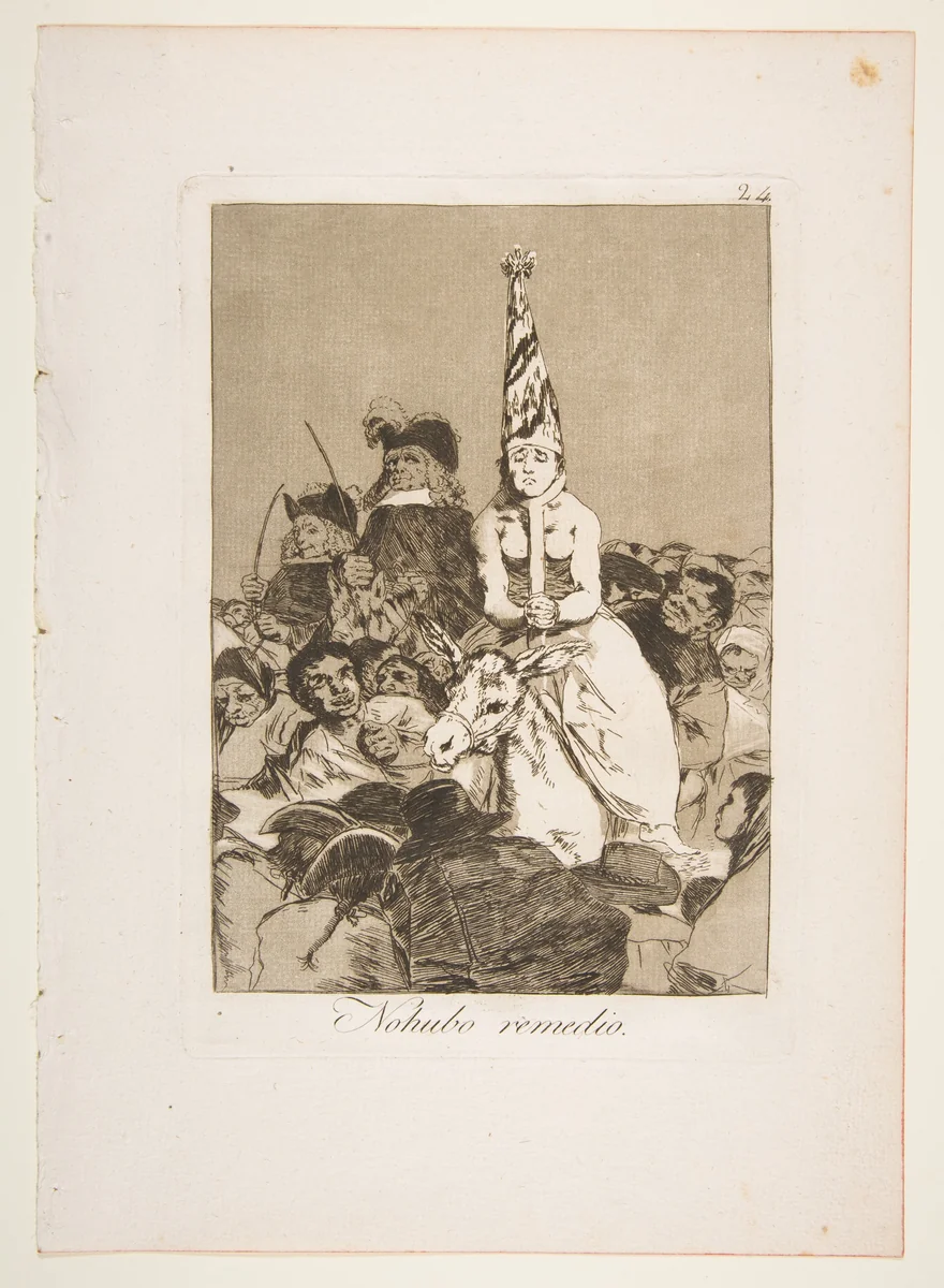 Plate 24 from "Los Caprichos": Nothing could be done about It (Nohubo remedio) by Goya, print, 1799