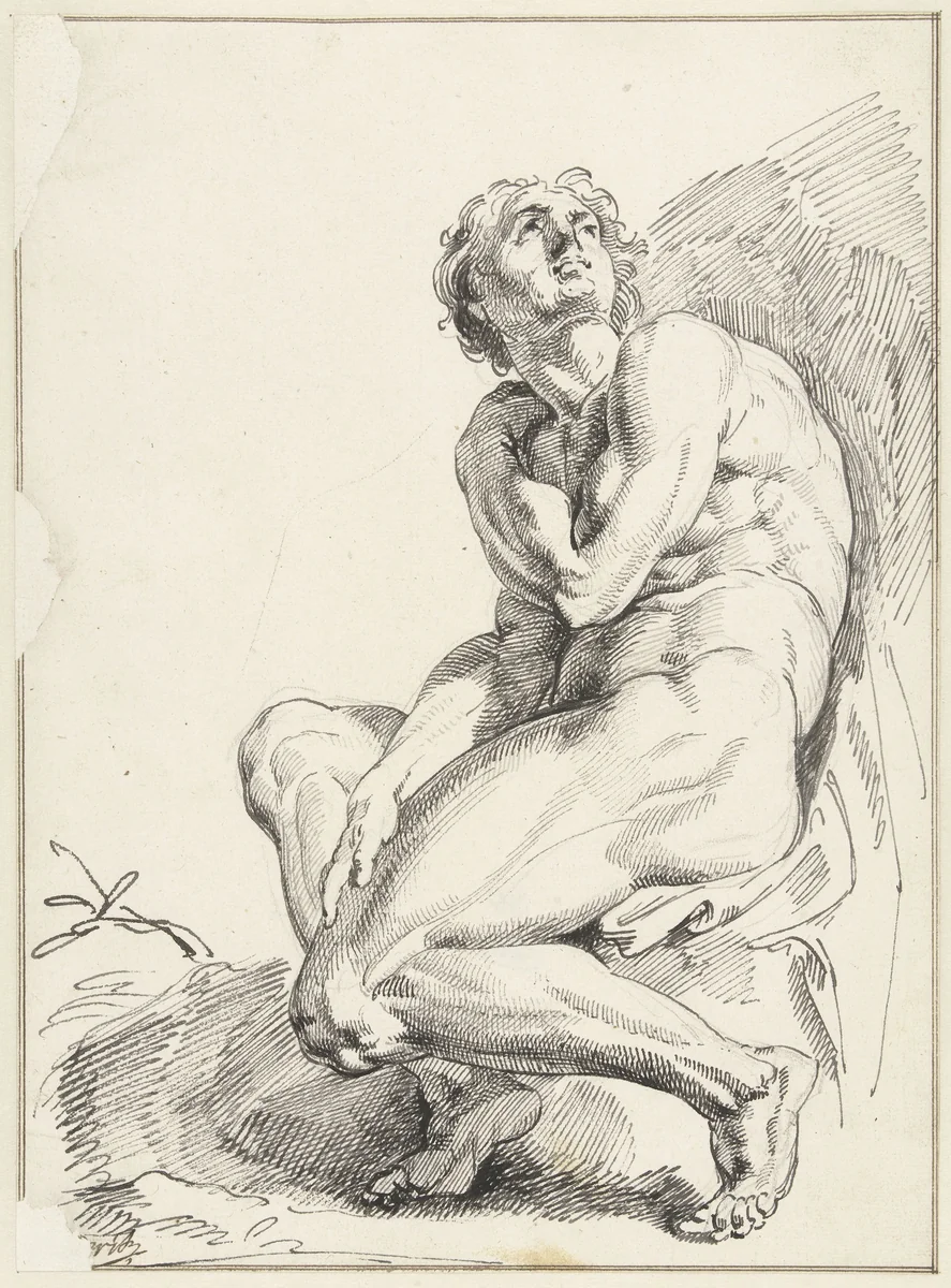 Naakte man by Jacob de Wit, drawing, 1705-1754