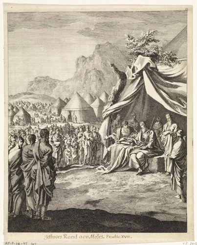 Jetro geeft Mozes raad by Jan Luyken, print, 1708