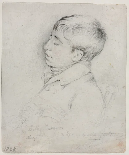 A Portrait of Welby Sherman Asleep in a Chair by George Richmond, drawing, 1828