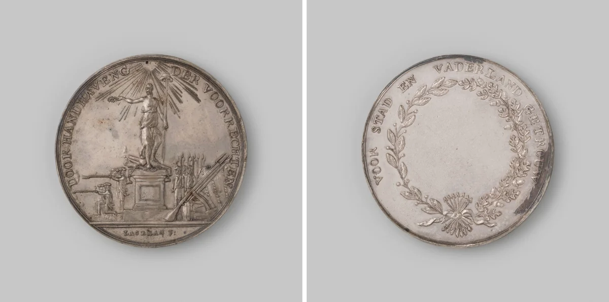 Op de gewapende genootschappen in Nederland by Johannes Michiel Lageman, metalwork, 1784