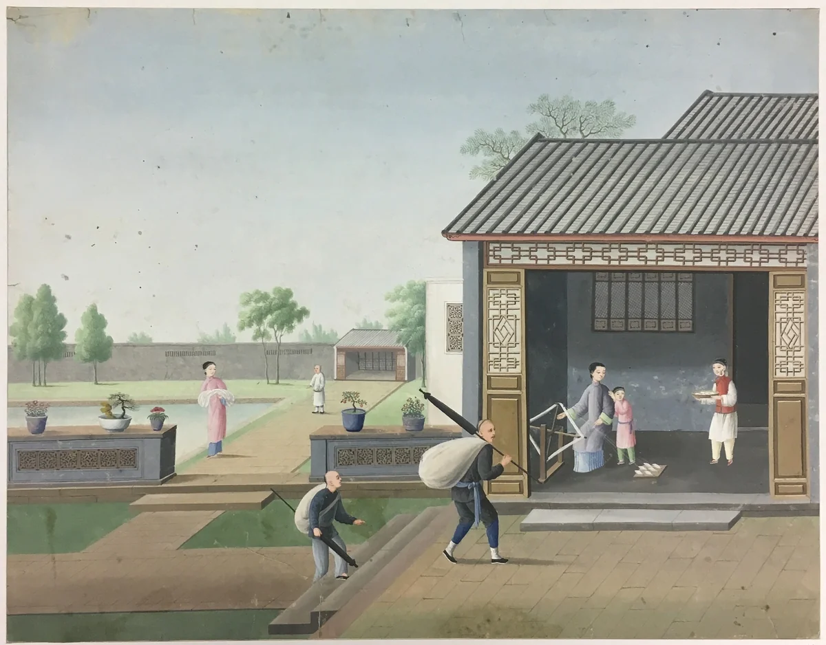Spinning Cloth, Preparing Tea Leaves, Preparing Silk by China, painting, 1801-1833
