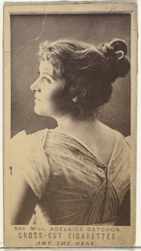 Card Number 594, Miss Adelaide Datchon, from the Actors and Actresses series (N145-3) issued by Duke Sons & Co. to promote Cross Cut Cigarettes by W. Duke, Sons & Co., photograph, 1880-1889