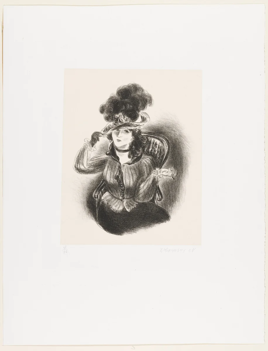 Girl in Feathered Hat - (The Feathered Hat) by Yasuo Kuniyoshi, print, 1928