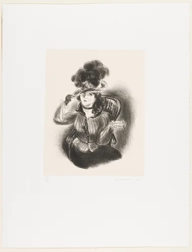 Girl in Feathered Hat - (The Feathered Hat) by Yasuo Kuniyoshi, print, 1928