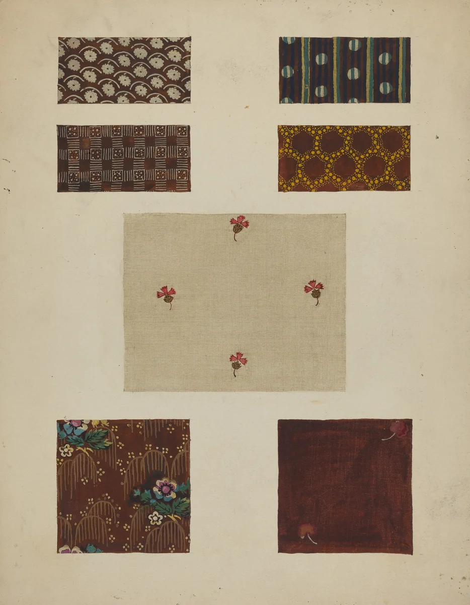 Materials from Patchwork Bedspread by Frances Lichten, index of american design, 1936