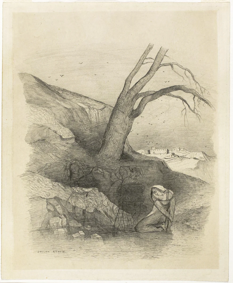 Woman Kneeling by Odilon Redon, drawing, 1863-1873