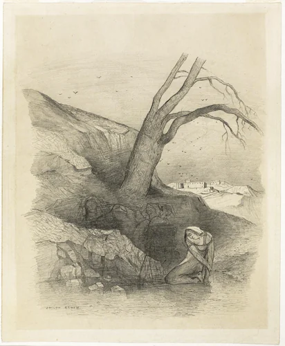 Woman Kneeling by Odilon Redon, drawing, 1863-1873