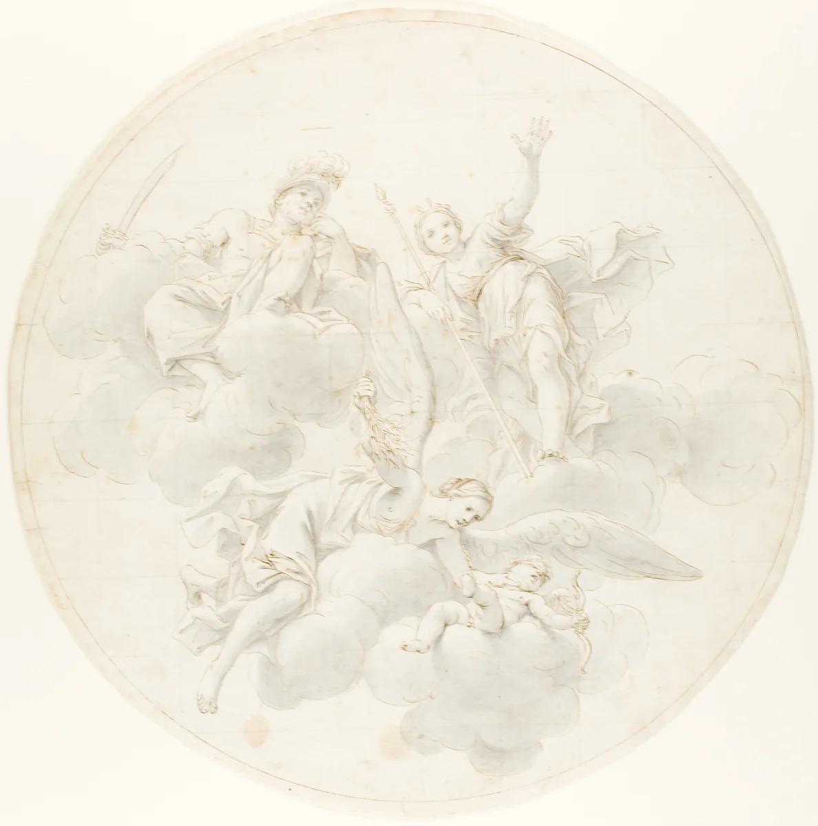 The Chastisement of Cupid by Jealousy in the Presence of Diana and Mars by Marcantonio Franceschini, drawing, 1692-1700