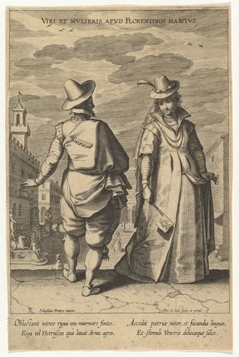 Viri et Mulieris apud Florentinos Habitus, from Fashions of Different Nations by Pieter de Jode, print, 1580-1634